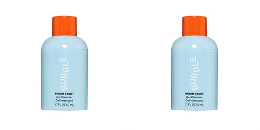Bubble Skincare Fresh Start Gel Cleanser - Gentle Exfoliating Face Wash for Oily Skin - Formulated with Aloe Vera Juice + Caffeine to Protect and Soothe Complexion (50ml) (Pack of 2)