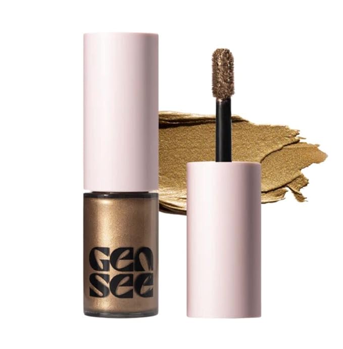Gen See Mixed Media Metallic Liquid Eyeshadow, Desert Highway – High Shine Molten Metal Eye Color, Featherlight Full Coverage Shimmer, Multi-Use Highlight Makeup, Vegan Cruelty-Free, Made in Italy
