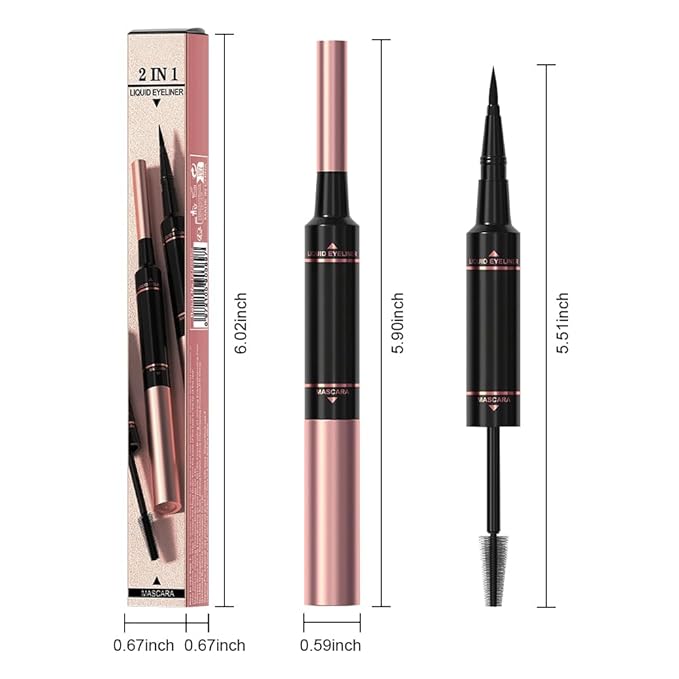 Voluminous Waterproof Black Mascara Eyeliner - Buildable Lengthening, Curling & Defining for Dramatic Volume, Smudge-Proof 24H Wear, Cruelty-Free Blackest Black, Vegan