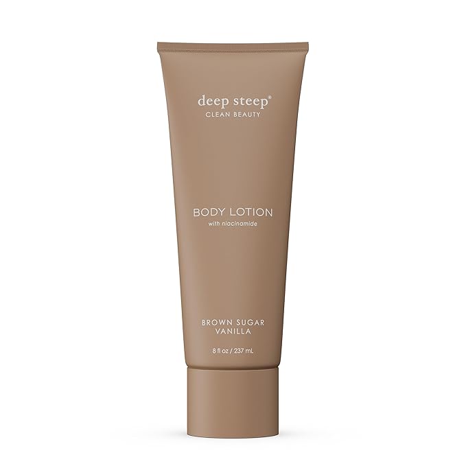 Deep Steep Body Lotion, Brown Sugar Vanilla, 8 oz – Moisturizer with Coconut Oil, Shea Butter, Argan Oil, Aloe Vera & Niacinamide – Vegan, Clean Beauty, Daily Skin Hydration
