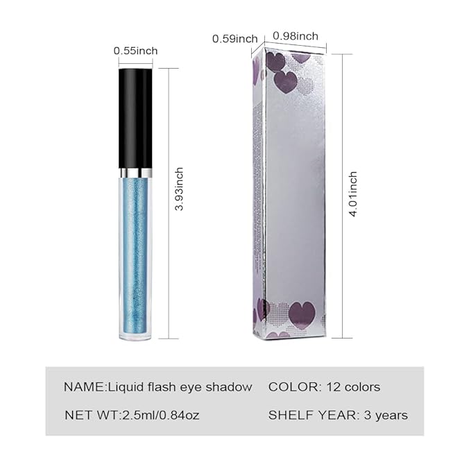 SUAKE Liquid Sparkling Glitter Eyeshadow Stick Pack - High Pigment Shimmer Metallic Eye Shadow, Long-Lasting, White Blue Black Gold Purple Bold Colors,Quicking-Dry (8#-Blue, Pack of 1)