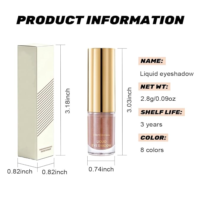 Warm Apricot Shimmer Liquid Metallic Eyeshadow, Longwear Eye Makeup For Older Women, Buildable Highly Pigmented & Blendable Eye Shadow Cream in Shimmer Finishes, Vegan & Cruelty-Free,(07#Warm Apricot)