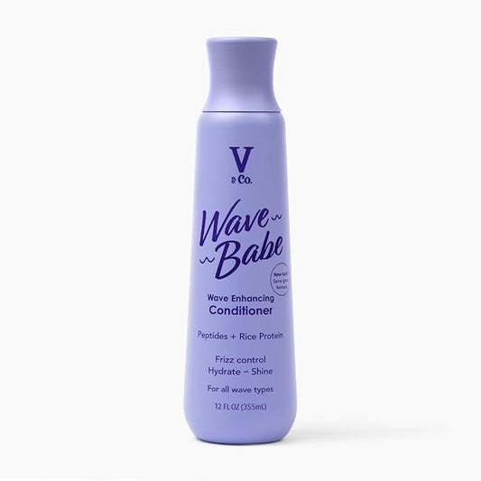 V&Co. Wave Babe Wavy Hair Conditioner – Sulfate Free & Paraben Free Moisturizing Hair Care with Rice Protein & Peptides for Hydration, Frizz Control & Wave Definition – 12 fl oz