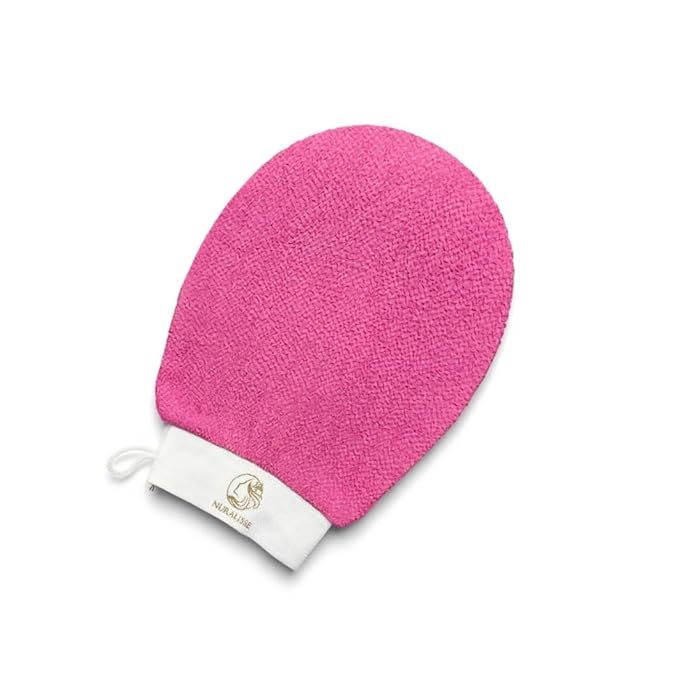 Skincare Premium Exfoliating Mitt – Vegan Viscose exfoliating Kessa Glove for Self-Tan Removal, Keratosis Pilaris & Smooth, Radiant Skin (Pink, 1 Mitt)