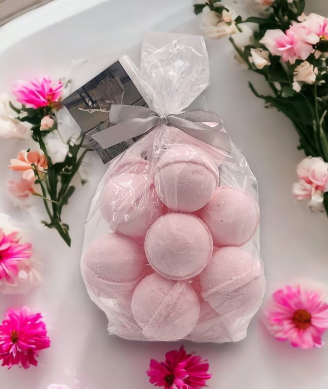 Bath Bombs 14 Set 1 oz/ea, Natural and Organic, USA Handmade | Aromatic Bath Fizzies, Stress Relief | Nourishing, Shea & Coco Butter | Gift Set | Vegan & Cruelty-Free - Raspberry Sangria