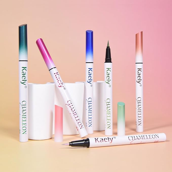 Kaely Chameleon Liquid Eyeliner, Glitter Metallic Chrome Eyeliner Liquid, Multichrome Eye Liner Waterproof Smudge Proof, High-Pigmented Makeup Looks, Quick-Drying, Cruelty-free, 04 Purple
