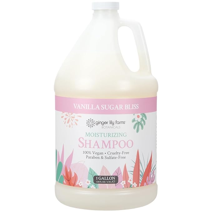 Ginger Lily Farms Botanicals Moisturizing Shampoo for All Hair Types, 100% Vegan & Cruelty-Free, Vanilla Sugar Bliss, 1 Gallon (Pack of 4)