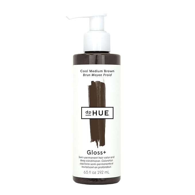 dpHUE Gloss+, Cool Medium Brown - 6.5 oz (8-12 Applications) - Semi-Permanent Hair Color & Conditioner - Lasts Up to Eight Washes - Paraben, SLS & SLES Sulfate Free - Vegan, Leaping Bunny Certified