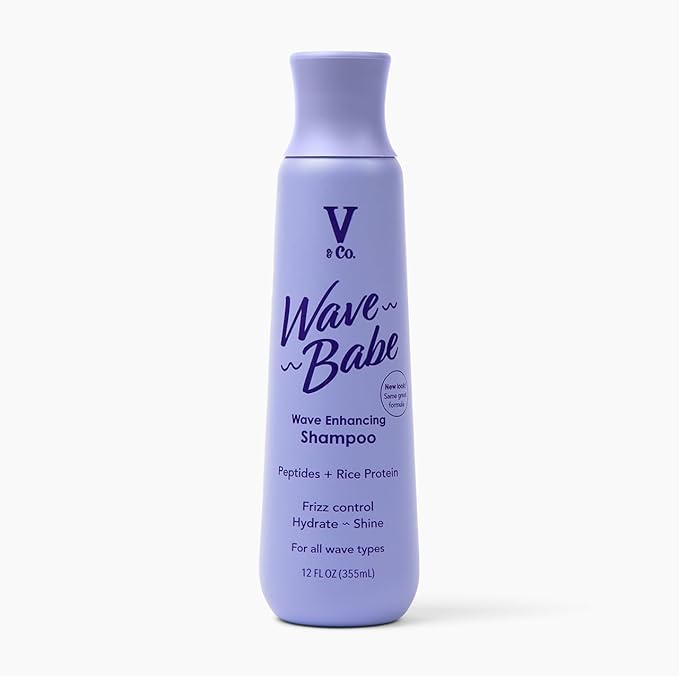 V&Co. Wave Babe Wavy Hair Shampoo, Sulfate Free & Paraben Free Hydrating Hair Care with Rice Protein & Peptides for Frizz Control & Wave Definition – 12 fl oz