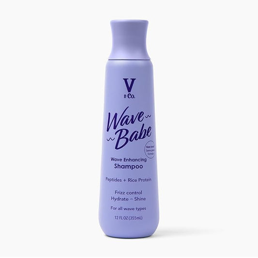 V&Co. Wave Babe Wavy Hair Shampoo, Sulfate Free & Paraben Free Hydrating Hair Care with Rice Protein & Peptides for Frizz Control & Wave Definition – 12 fl oz