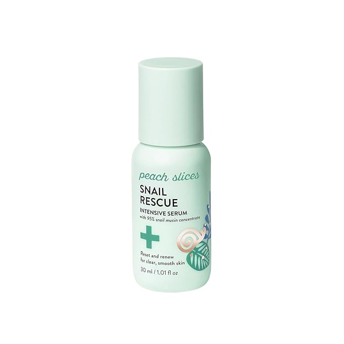 Peach Slices - Snail Rescue Intensive Serum (1.01 oz) - 95% Snail Mucin Concentrate - Reset, Renew & Smooth - Birch Juice, Hyaluronic Acid & Cica - Vegan & Cruelty Free - Korean Skin Care & Beauty