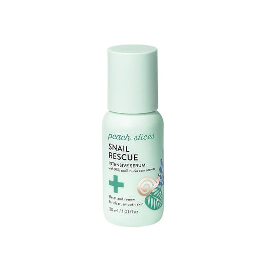 Peach Slices - Snail Rescue Intensive Serum (1.01 oz) - 95% Snail Mucin Concentrate - Reset, Renew & Smooth - Birch Juice, Hyaluronic Acid & Cica - Vegan & Cruelty Free - Korean Skin Care & Beauty