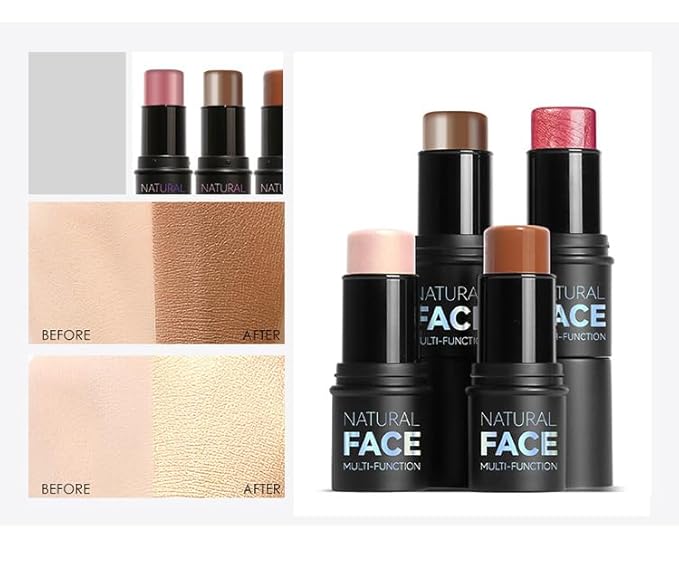 Natural Blush Stick for Cheeks & Lips - Creamy, Buildable, Vegan Makeup ，Long-Lasting, Easy Blend, Travel-Friendly (01)