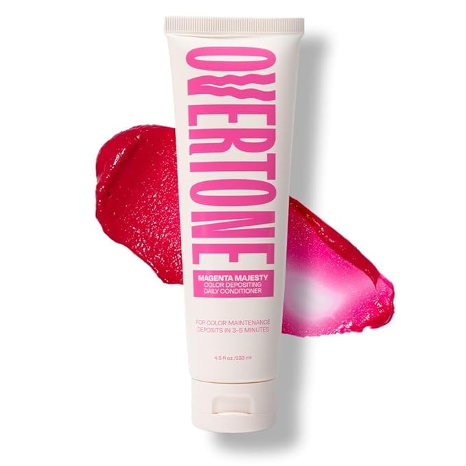 Overtone Daily Color Depositing Conditioner for Hair, Magenta Majesty:Temporary Pigment with Shea, Coconut & Avocado Oils, Hydrating, Vegan & Cruelty-Free, All Hair Types, 4.5oz.