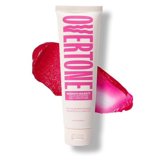 Overtone Daily Color Depositing Conditioner for Hair, Magenta Majesty:Temporary Pigment with Shea, Coconut & Avocado Oils, Hydrating, Vegan & Cruelty-Free, All Hair Types, 4.5oz.