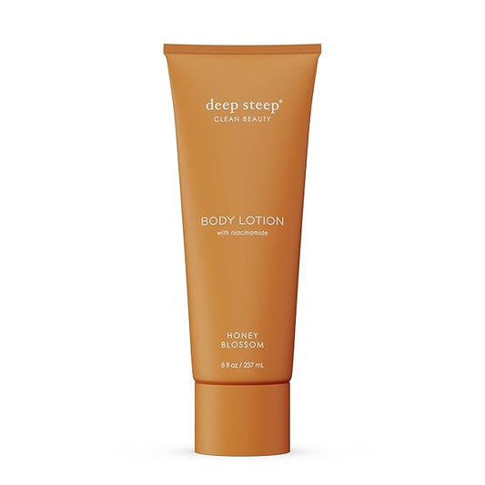 Deep Steep Body Lotion, Honey Blossom, 8 oz – Moisturizer with Coconut Oil, Shea Butter, Argan Oil, Aloe Vera & Niacinamide – Vegan, Clean Beauty, Daily Skin Hydration