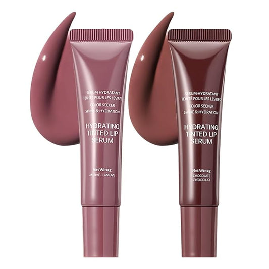 2Pcs Lip Tinted Glowy Balm Hydrating Tinted Lip Serum Lip Gloss, Ultra-Hydrating Natural Vegan Lip Balm, Sheer-Tinted Shine & Hydration, Soothes & Softens Dry Lips Skincare 05+06