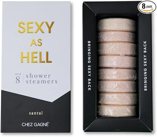 Aromatherapy Shower Steamers - Sexy As Hell - Santal, Set of 8 - Vegan, Cruelty-Free, Made in USA - Paraben, Sulfate & Phthalate-Free - Unisex Self Care Gift