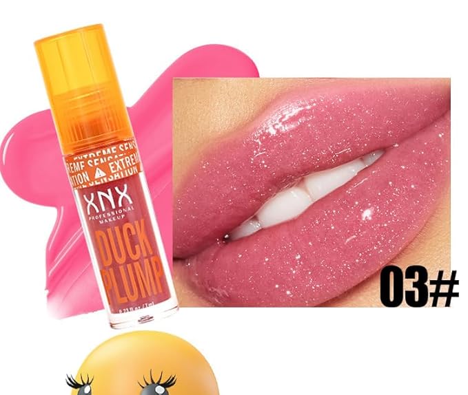 High Pigment Plumping Lip Gloss with Spicy Ginger, Vegan Lip Makeup, Hydrating Plumping Booster Moisturizing Volumizing Lip Gloss