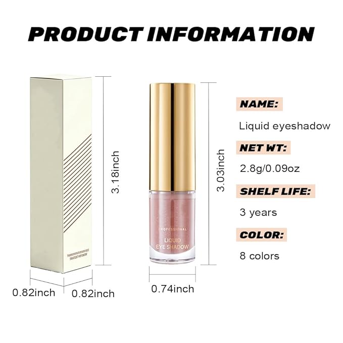 Warm Brown Shimmer Liquid Metallic Eyeshadow, Longwear Eye Makeup For Older Women, Buildable Highly Pigmented & Blendable Eye Shadow Cream in Shimmer Finishes, Vegan & Cruelty-Free, (01#Warm Brown)