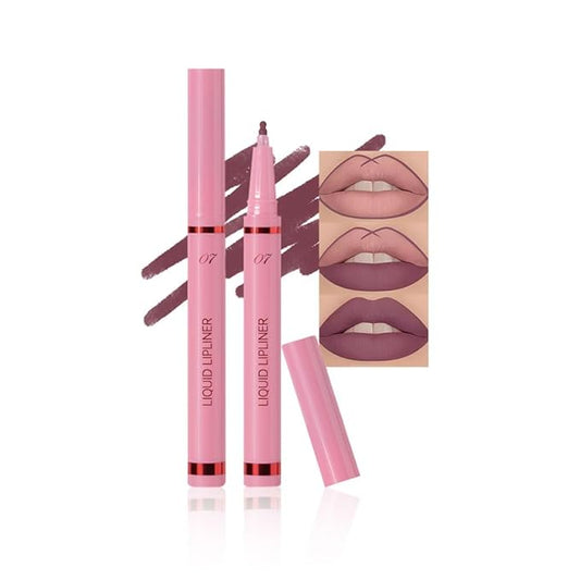 Deep Plum Lip Liner Stain – 24H Longwear Waterproof Matte Lip Contour Pen, Transfer-Proof Precision Marker for Defining & Outlining Lips All Day Stay Lip Lip Liner Marker 07#