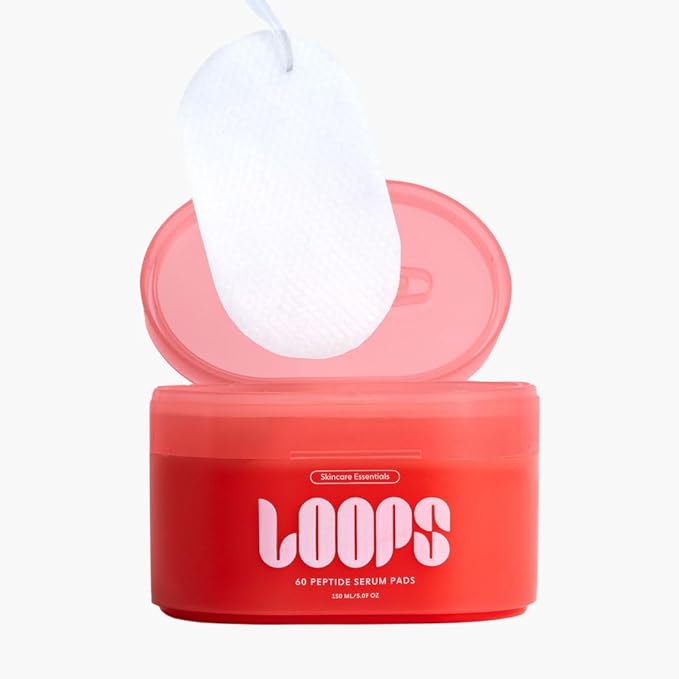 LOOPS Peptide Serum Korean Skincare - Firm, Fortify, Fight Fine Lines - Anti-Wrinkle & Moisturizing - Pre-soaked Veocell Embo Pad - Peptide Complex to Rejuvenate and Prejuvenate Face - Pack of 60