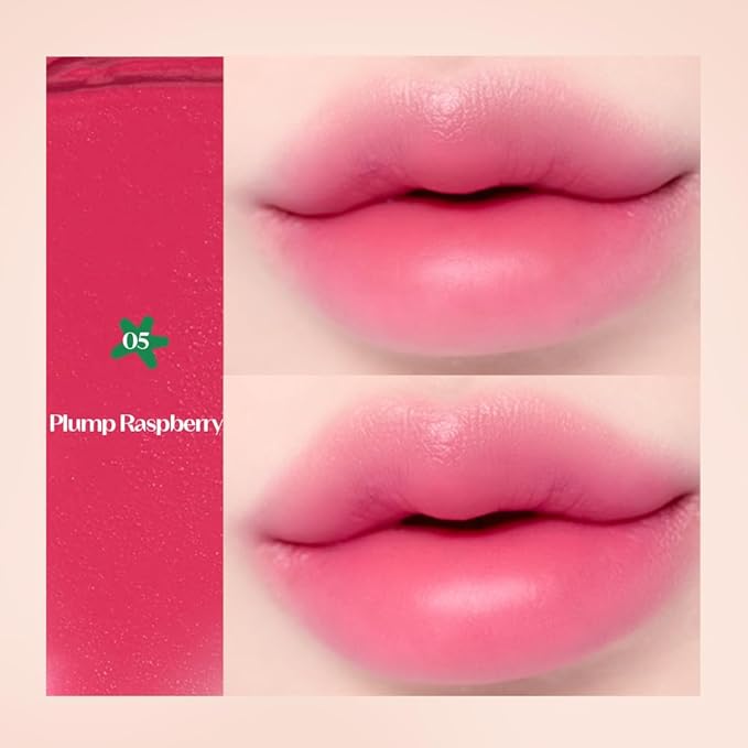 Etude Fruity Lip & Cheek Blur Balm – Sheer Tinted, Moisturizing Cream Balm with Puff, Hydrating Multi-Use Lip & Cheek Color #5 Plump Raspberry 2.3g