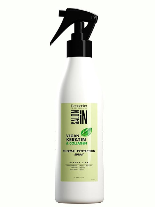 Salon In by Recamier - Vegan Keratin Thermal Protector | Vegan Keratin & Collagen Heat Protectant | Heat Protector Hair Spray | 10.1 fl oz / 300 ml