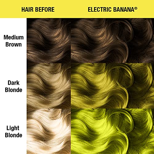 MANIC PANIC Classic Electric Banana Semi Permanent Hair Color - Bright Neon Yellow Hair Dye for Women & Men That Lasts 4-6 Weeks - Vegan, Ammonia & Cruelty-Free - Create & Mix Custom Shades (4oz/2pk)