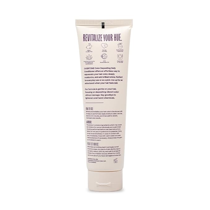 Overtone Daily Color Depositing Conditioner - 4.5oz Temporary Coloring Conditioner with Shea Butter & Coconut Oil - Refresh Color & Prevent Fading- Vegan & Cruelty-Free, Purple for Brown is Royal Plum