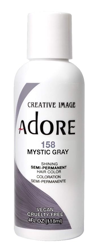 Adore Semi Permanent Hair Color (158 Mystic Grey) (2 Pack) | Vegan & Cruelty-Free Grey Hair Dye | No Ammonia, No Peroxide, No Alcohol | 4 Fl Oz