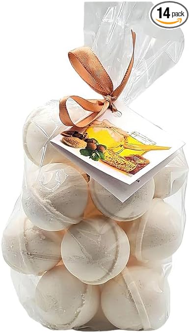 Bath Bombs Set of 14 Bombs 1 oz/ea, USA Handmade Bath Fizzies, Shea & Coco Butter | Moisturizing | Birthday Gift Idea for Her/Him | Natural Ingredients Vegan & Cruelty Free - Honey Almond