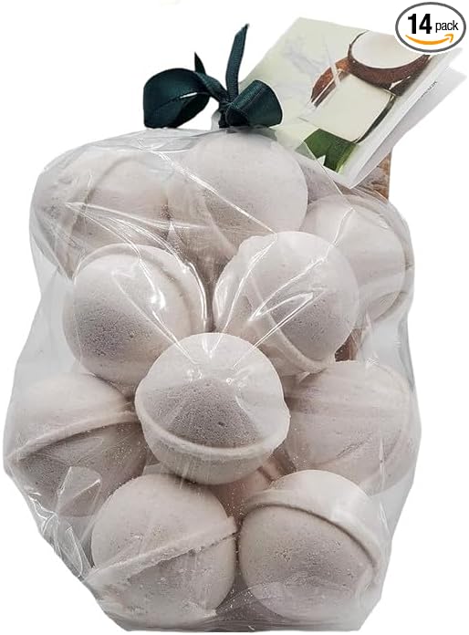 Bath Bombs 14 Set 1 oz/ea, USA Handmade, Quality Bath Fizzies | Essential Oils Aromatheraphy | Moisturizing Shea & Coco Butter | Natural and Organic, Vegan & Cruelty-Free - Creamy Coconut
