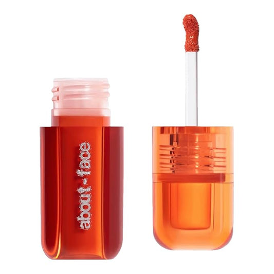 about-face Blush Rush Liquid Blush – Hydrating, Buildable Formula with Jojoba Oil, Hyaluronic Acid, and Squalane – Long-Lasting Dewy Finish – Vegan & Cruelty-Free (Pit Stop – Orange Peach)