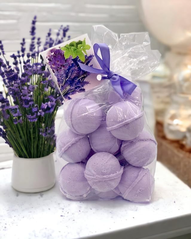 Bath Bombs 14 Set 1 oz/ea, Natural & Organic, USA Handmade | Aromatic Bath Fizzies | Nourishing, Shea & Coco Butter | Gift Idea | Vegan & Cruelty-Free, Soothing & Calming - Tassie Lavender