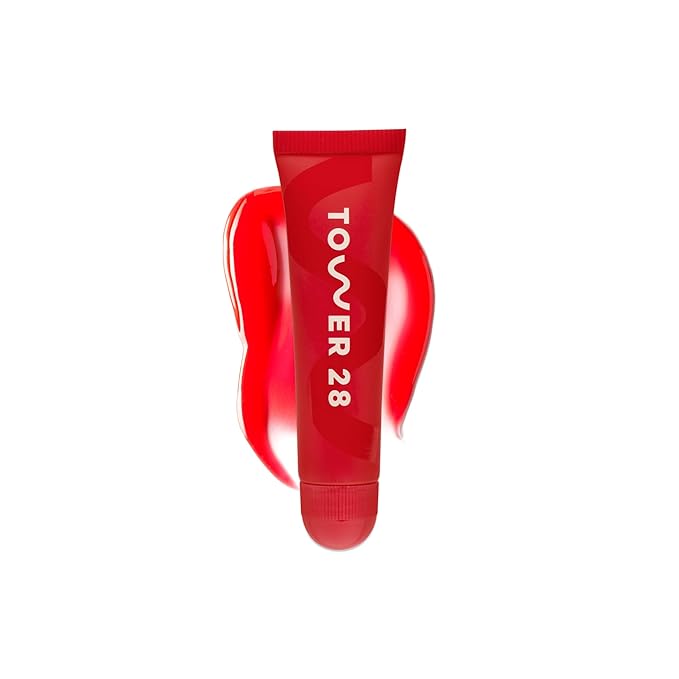 Tower 28 LipSoftie Tinted Lip Balm Treatment - Hydrating Glossy Balm + Overnight Lip Mask with Jojoba Oil + Shea Butter - Sweet, Cushiony Formula for Smooth, Soft Lips - Blood Orange Vanilla (0.38 oz)