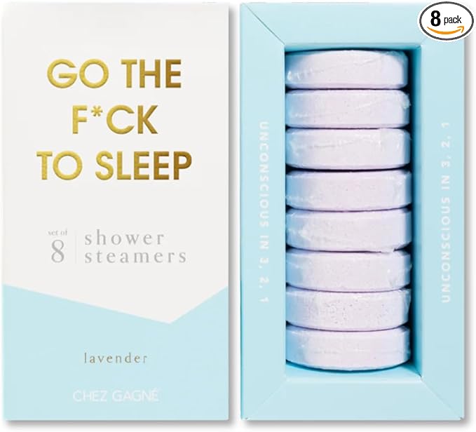 Aromatherapy Shower Steamers Set of 8 - Spa Self Care Gift - Vegan, Cruelty Free - Paraben, Sulfate & Phthalate Free - Bath Bomb Alternative, Gift Set (Go The F*ck to Sleep - Lavendar)