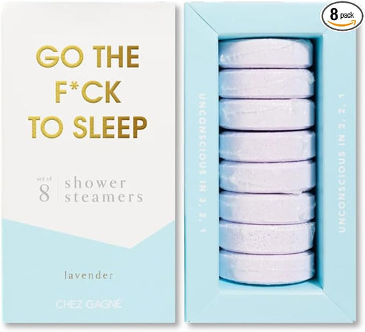 Aromatherapy Shower Steamers Set of 8 - Spa Self Care Gift - Vegan, Cruelty Free - Paraben, Sulfate & Phthalate Free - Bath Bomb Alternative, Gift Set (Go The F*ck to Sleep - Lavendar)