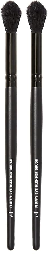 e.l.f. Fluffy Eye Blender Brush, Easily Blends Eyeshadow & Can Be Used to Set Concealer With Powder, Creates A Soft-Focus Effect, Vegan & Cruelty-Free (Pack of 2)