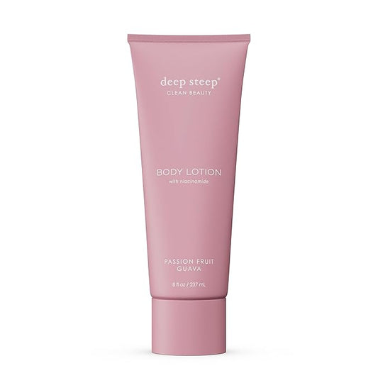 Deep Steep Body Lotion, Passion Fruit Guava, 8 oz – Moisturizer with Coconut Oil, Shea Butter, Argan Oil, Aloe Vera & Niacinamide – Vegan, Clean Beauty, Daily Skin Hydration