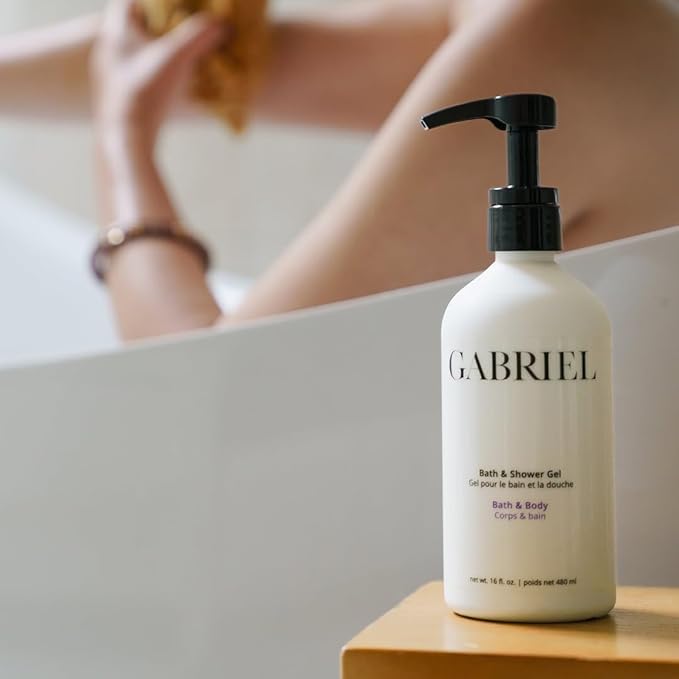 Gabriel Skincare Bath & Shower Gel, Natural, Paraben Free, Vegan, Cruelty-free, Non GMO, Infused with Vitamin C and aloe vera, restore natural moisture balance, 16 oz.