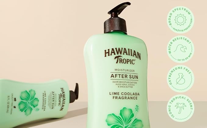 Hawaiian Tropic Lime Coolada After Sun Lotion | After Sun Care, Skin Care, Daily Moisturizing Lotion with Aloe, Cocoa Butter & Shea Butter, 16 Fl Oz each Twin Pack