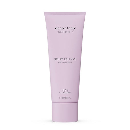 Deep Steep Body Lotion, Lilac Blossom, 8 oz – Moisturizer with Coconut Oil, Shea Butter, Argan Oil, Aloe Vera & Niacinamide – Vegan, Clean Beauty, Daily Skin Hydration