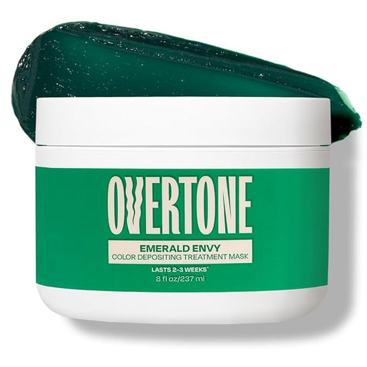 Overtone Semi Permanent Hair Color Conditioner, Emerald Envy, 8 oz, Nourishing, Damage-Free, Color Depositing Mask for All Hair Types with Shea Butter & Coconut Oil, Vegan & Cruelty-Free