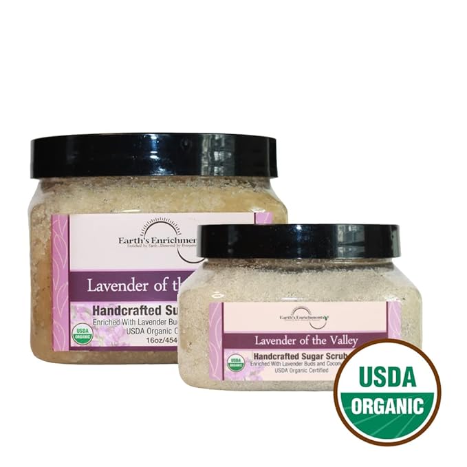 Sugar Scrub (USDA Organic) Lavender of the Valley (8oz) - Earth's Enrichments by Earth's Enrichments