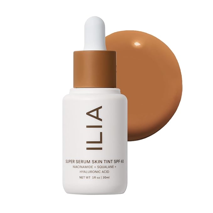 ILIA - Super Serum Skin Tint SPF 40 | Non-Comedogenic, Vegan, Lightweight to Help Against Blue Light, + Pollution while Hydrating, Smoothing, + Refining (Honopu ST14.5, 1 fl oz | 30 ml)
