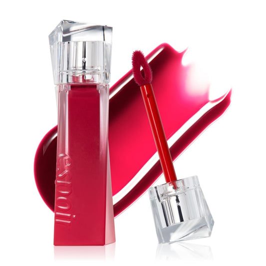 Couture Lip Tint Glaze #4 Hushed Cherry - Volumizing High-Shine Lip Plumper for Long-Lasting Vibrant Color and Radiant Moisture - Korean Lip Makeup 0.19Oz