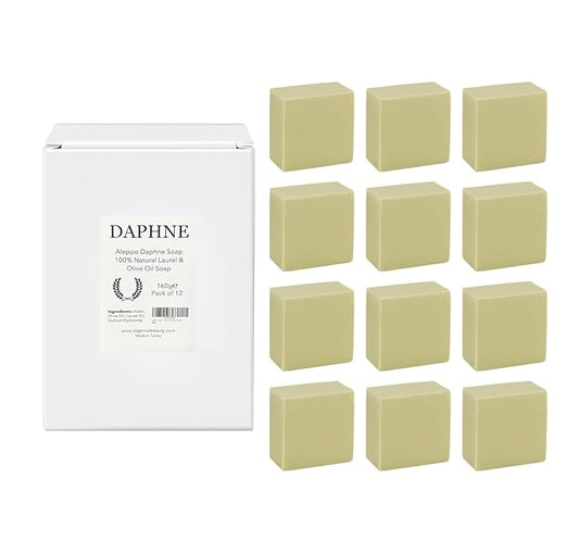 Aleppo Soap Bar - Handmade - 100% Pure Natural, Vegan with Olive Oil & Laurel, Body Soap, Face Soap,and Bath Soap, Detox Spa Soap Bar Gift Set 5.6 oz Each Bar (12 Bars)