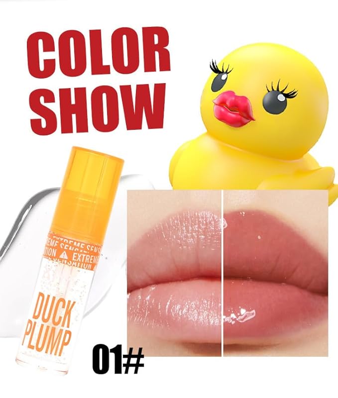 High Pigment Plumping Lip Gloss with Spicy Ginger, Vegan Lip Makeup, Hydrating Plumping Booster Moisturizing Volumizing Lip Gloss