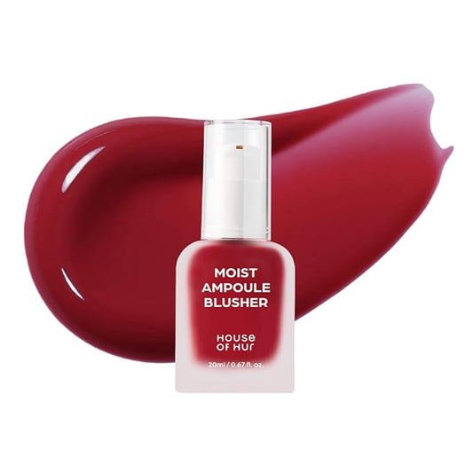 House of Hur Moist Ampoule Blusher with 50% Moisture Essence | Hydrating & Long-Lasting Blush | 0.68fl.oz (9 Shades) (Ruby Red)